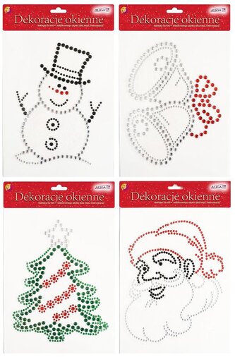 Witraż świąteczny z brokatem i kryształkami WBK-4201, Aliga