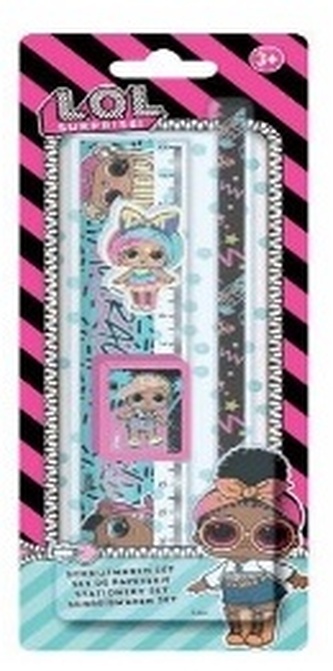 Zestaw szkolny linijka, ołówek, gumka, temperówka, LOL