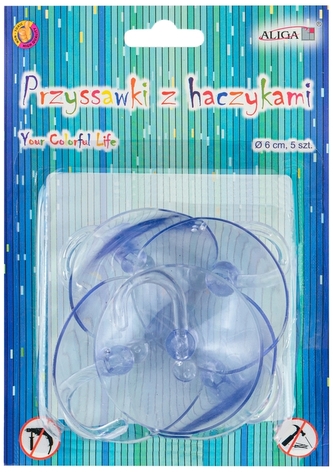 Przyssawki z obrotowymi haczykami 6cm, op.5szt. PH-9631, Aliga