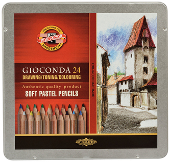 Pastele suche w drewnie 24-kol. Gioconda, pudełko metalowe, Koh-I-Noor