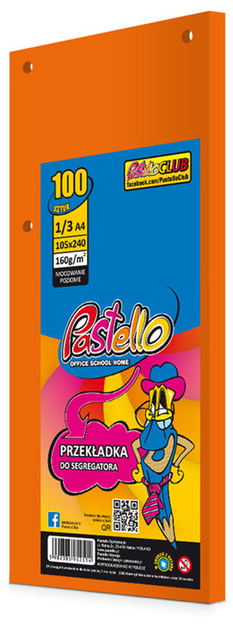 Przekładki 1/3 A4 100k pomarańczowy, Pastello