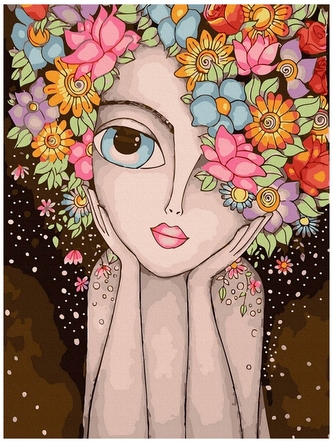 Numeromalowanie Classic 30x40 Dziewczyna Kwiat, iPicasso