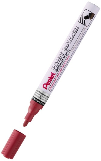 Marker olejowy - okrągła końc. 4,5mm, aluminiowa obudowa, perłowy czerwony MMP10-MB, Pentel