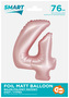 Balon foliowy Smart, Cyfra 4, j. różowa matowa, 76 cm, GoDan