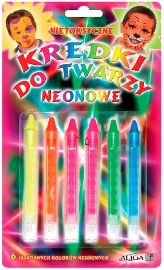 Kredki do twarzy neon.wysuw. 6-kol, FP-6N, Aliga
