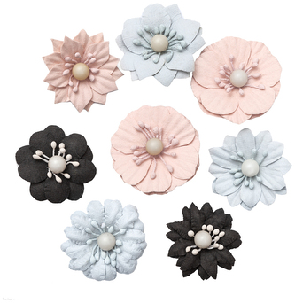 Kwiaty papierowe, 8 szt. pastels&black, Dp Craft