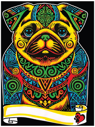 Kolorowanka welwetowa A4 Mops, Colorvelvet