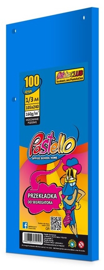 Przekładki 1/3 A4 100k niebieskie, Pastello