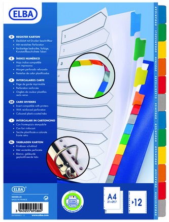 Przekładki A4 12-kol.Mylar, Elba