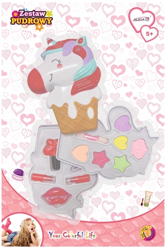 Zestaw pudrowy, 6 cieni, 3 szminki,1 pędzelek,1 lakier do paznokci, ZP-2456, Aliga