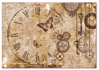 Papier ryżowy 48x33 steampunk - tło koronki, trybiki, Stamperia