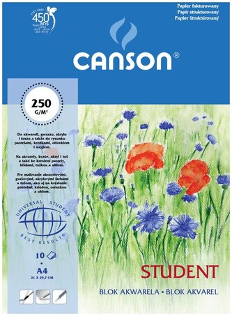Blok do akwareli A4 10 k. 250g Student, Canson