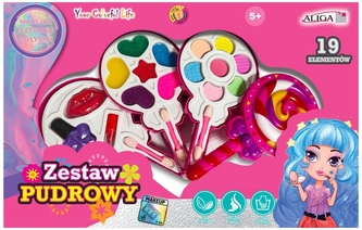 Zestaw pudrowy, 13 cieni, 2 szminki,3 pędzeleki,1 lakier do paznokci, ZP-2517, Aliga