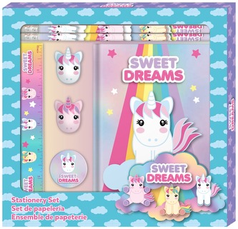 Zestaw 5-elem. notes, ołówki, gumki, temper. i linijka Jednorożec Sweet Dreams, Kids