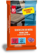 Ściereczki nawilżane do mebli zapach kwiatowy 80 szt., Stella