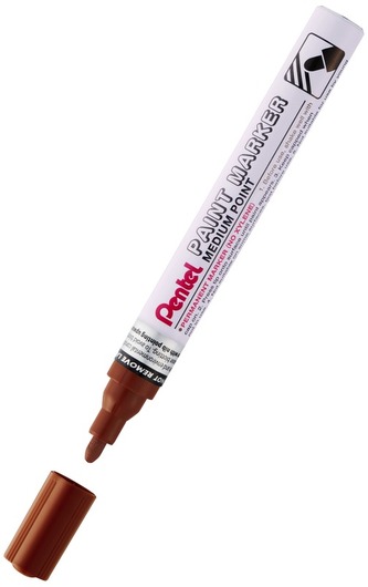 Marker olejowy - okrągła końc. 4,5mm, aluminiowa obudowa, brązowy MMP10-E, Pentel