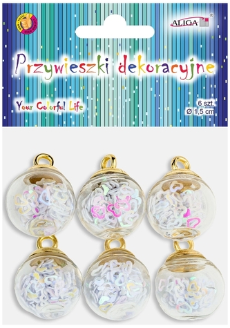 Przywieszki dekoracyjne  1,5cm ZWD-0446 op.6szt., Aliga