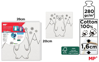 Podobrazie bawełniane 20 x 20cm z nadrukiem niedźwiedź PP102-27, Main Paper