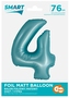 Balon foliowy Smart Cyfra 4 j. niebieska matowa 76 cm, 481104, GoDan
