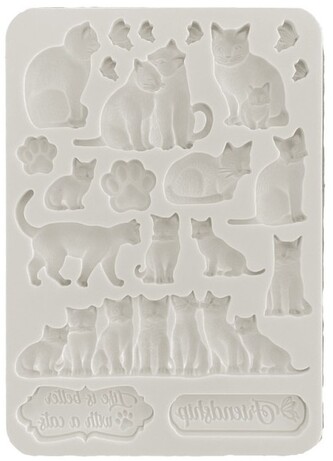 Foremka silikonowa A5 Orchids & Cats kotki, Stamperia