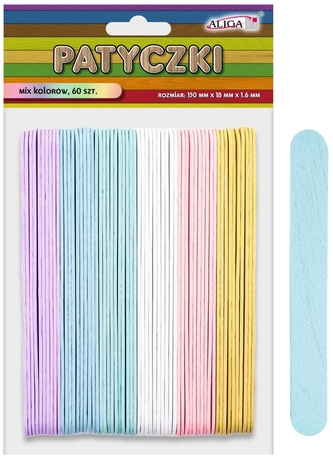 Patyczki 6-kol. 150x18x1,6mm PK-4918 op. 60szt, Aliga