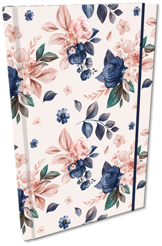 Notes A5 Z Gumką Soft Touch Niebieskie Róże, Bee-Bee