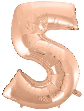 Balon foliowy "Cyfra 5", różowo-złota, 45cm, GoDan