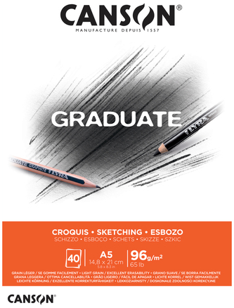 Blok szkicowy A5 40 k. 96g Graduate, Canson
