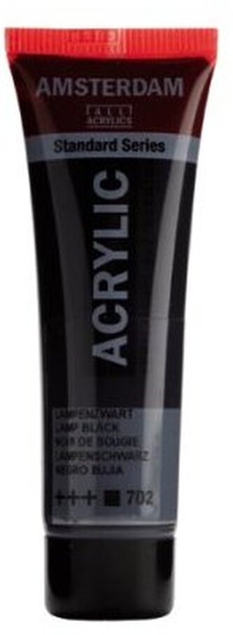 Farba akrylowa nr 702 czarna węglowa (Lamp black) 20ml, Amsterdam