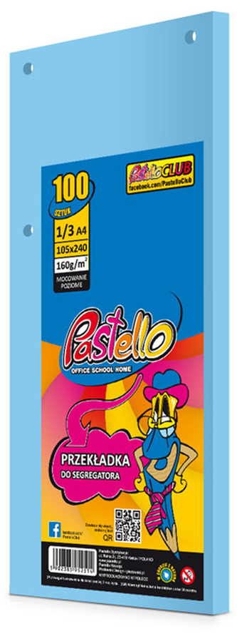 Przekładki 1/3 A4 100k niebieski jasny, Pastello
