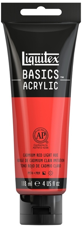 Farba akrylowa Basic 510 Czerwień kadmowa jasny odcień (Cadmium red light hue) tuba 118 ml, Liquitex