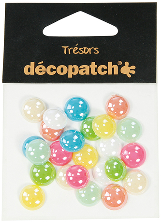 Kryształkowe ozdoby kaboszony pastelowe śr.10 mm 24 szt. BJ006 O, Decopatch