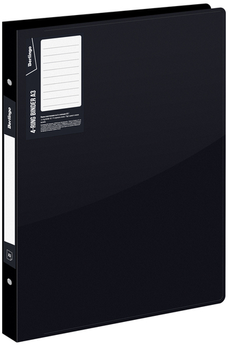 Segregator A3 4-ringowy Standard 27 mm, czarny, pionowy,  Berlingo