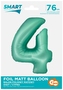 Balon foliowy Smart, Cyfra 4, miętowa matowa, 76 cm, GoDan