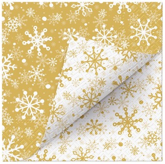 Serwetki 33x33cm Double Design Christmas Snowflakes Gold, Paw
