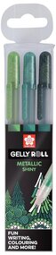 Długopisy żelowe Gelly Roll kpl. 3 szt.Forest metallic odcienie zieleni,Sakura