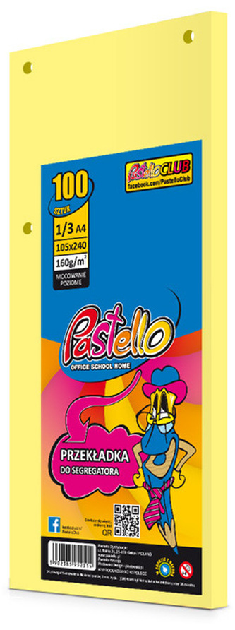 Przekładki 1/3 A4 100k żółty jasny, Pastello