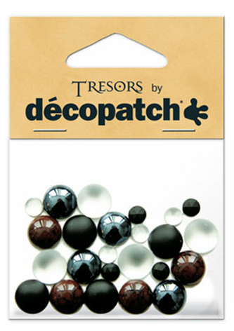Zestaw 24 szt. kaboszonów w  brąz/czarne/antracyt/przeźr. BJS112, Decopatch