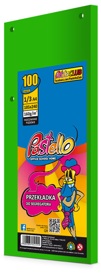 Przekładki 1/3 A4 100k zielony, Pastello