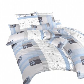 Dadka Povlečení satén Flér šedomodrá 240x200, 2x70x90 cm