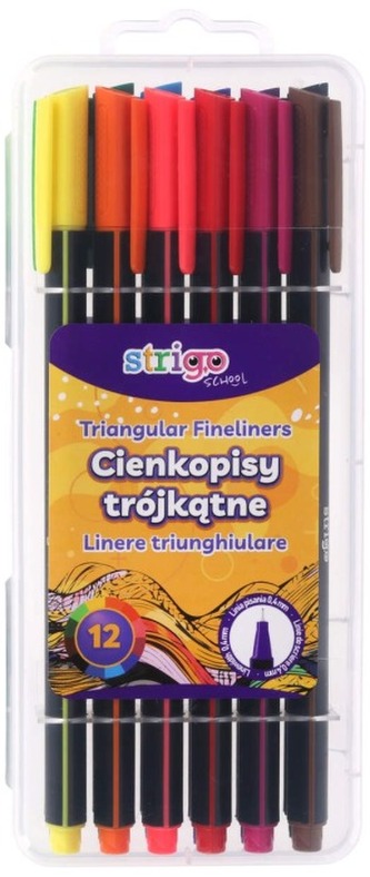 Cienkopisy trójkątne 12 sztuk, Strigo