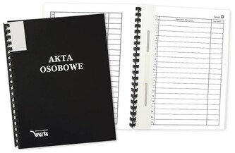 Akta osobowe na spirali czarne binda wewnętrzna b/n 513759, Warta