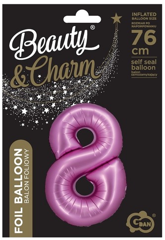 Balon foliowy B&C, Cyfra 8, satynowa różowa, 76 cm, GoDan