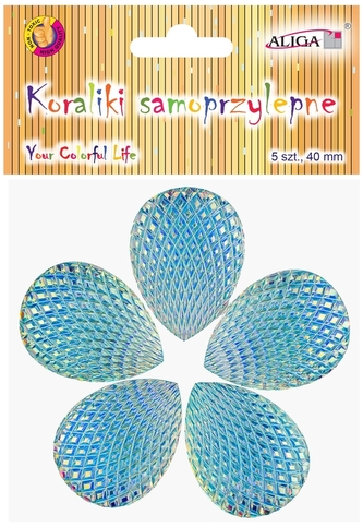 Dżety kryształki samoprzylepne JET-3300 łezki opalizujące 4x3cm, Aliga
