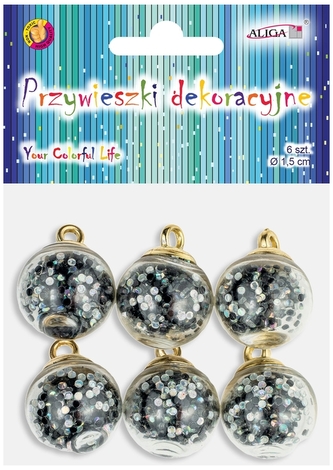 Przywieszki dekoracyjne  1,5cm ZWD-0477 op.6szt., Aliga
