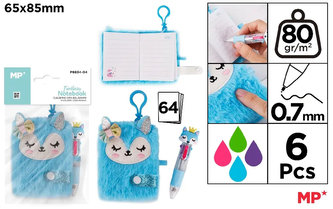 Notes pluszowy z kolorowym długopisem mini 4w1 0,7mm, Lis, Main Paper