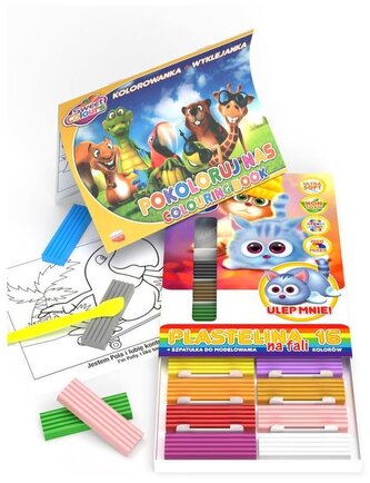 Zestaw plastelina 16 kol.+ kolorowanka A4, Koma Plast