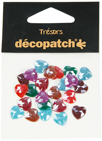 Kryształkowe ozdoby serduszka jaskrawe perłowe śr.10 mm 24 szt. BJ023, Decopatch