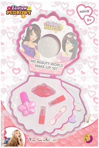 Zestaw pudrowy, 7cieni, 3 szminki,3 pędzeleki,1 lakier do paznokci, ZP-2487, Aliga