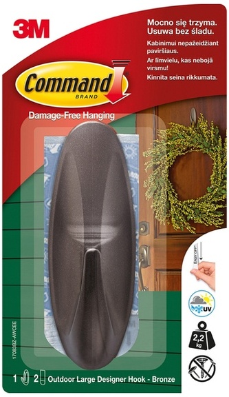 Hak wielokrotnego użytku Outdoor (17083BZ-AWCEE), duży, grafitowy, Command, 3M